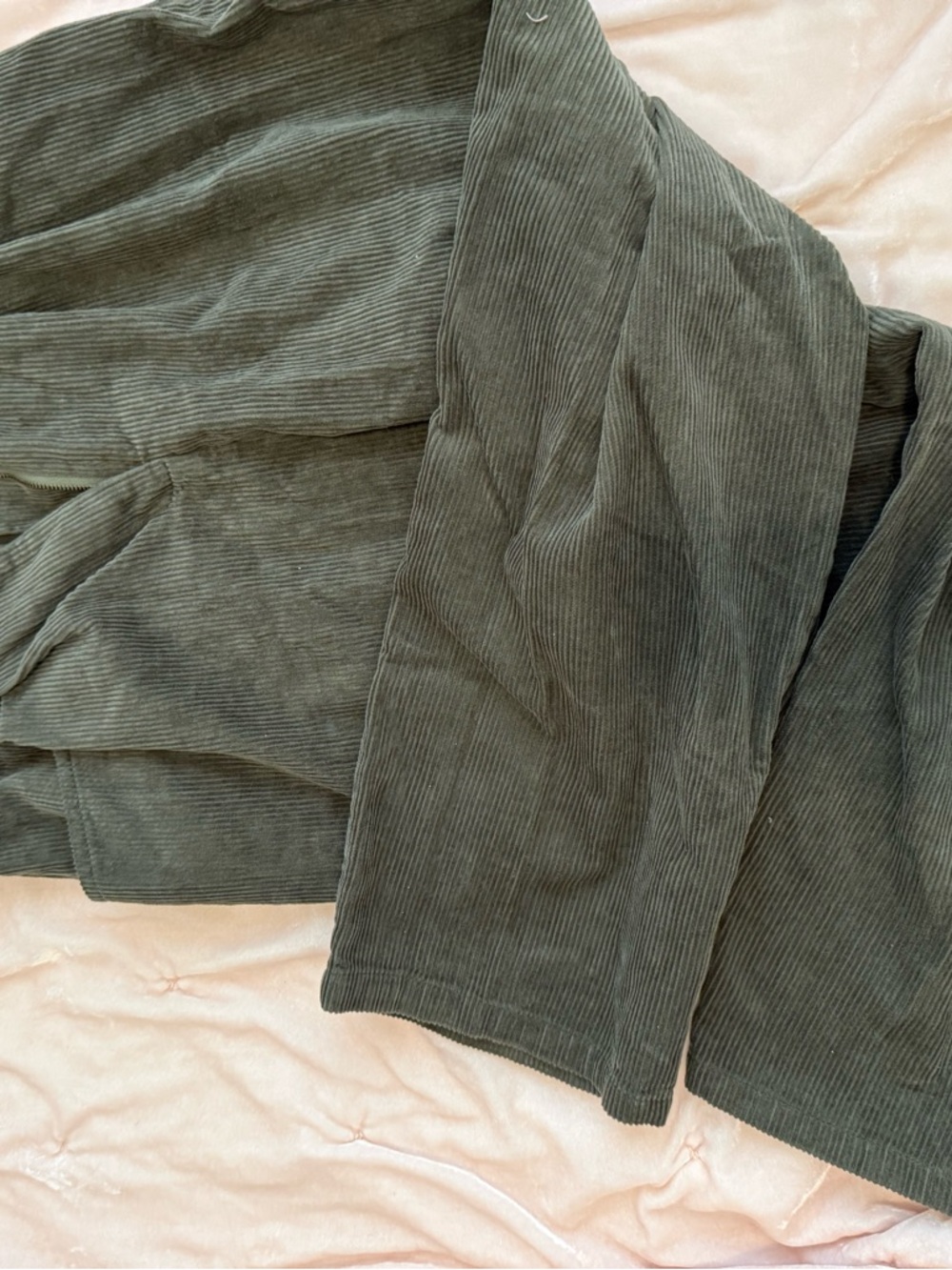 Wide Leg Corduroy Pants in Olive Green